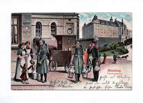 Ak Altenburg Trachtenkarte 1904 Menschen mit Milchkannen
