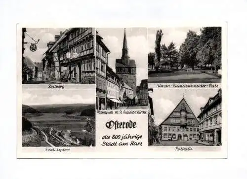 Ak Osterode 1956 Rollberg Tilman Riemenschneider Platz Rathaus