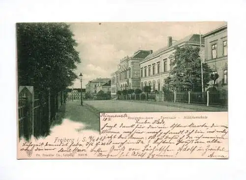 Litho Ak Realgymnasium Turnhalle Mädchenschule Freiberg 1901