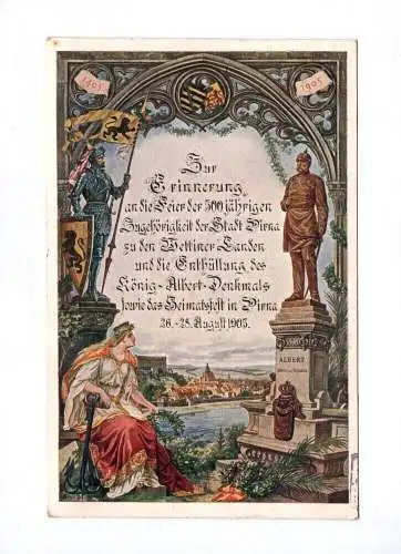 Künstler Ak 1905 Zur Erinnerung Zugehörigkeit Stadt Pirna 