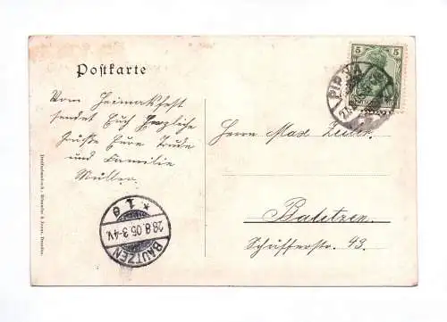 Künstler Ak 1905 Zur Erinnerung Zugehörigkeit Stadt Pirna