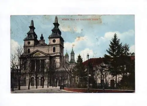 Ak Posen Dom mit Erzbischöflicher Palais 1914