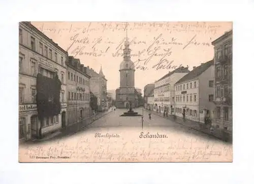 Ak Schandau Marktplatz 1901 Kirche Brunnen