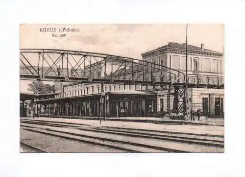 Ak Kreuz Ostbahn Bahnhof 1916 Feldpostkarte Krzyz Polen