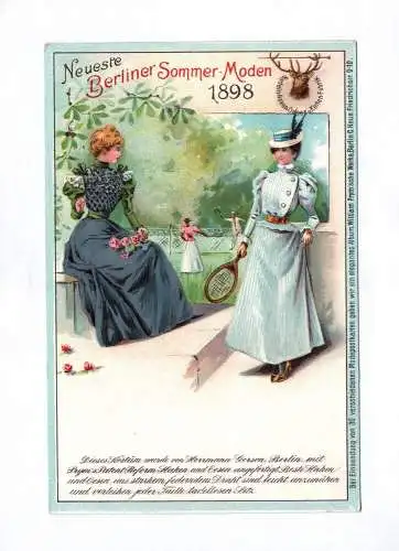 Litho Ak Neuste Berline Sommer Moden 1898 Damen Tennis spielen