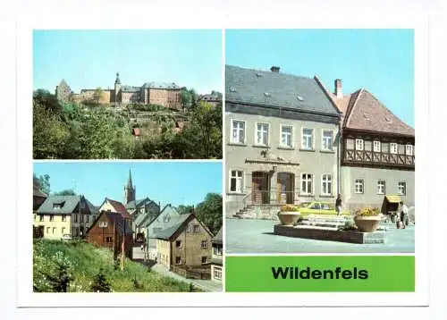 Ak Wildenfels Kreis Zwickau Schloß Blick zur Poststraße Markt 1979