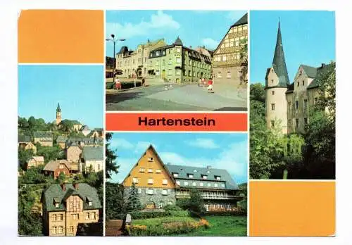 Ak Hartenstein Teilansicht Ernst Thälmann Platz 1980 Schloß Stein