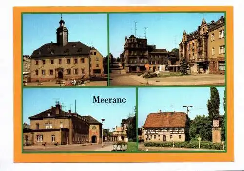 Ak Meerane 1984 Kreis Glauchau Rathaus Bahnhof Gasthof Schwanefeld