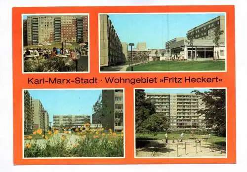 Ak Karl Marx Stadt Wohngebiet Fritz Heckert 1984