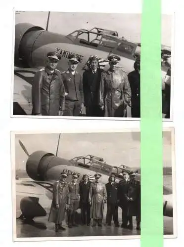 2 x Foto deutsche Soldaten mit Japanischen Kamikaze Flieger Flugzeug 1937