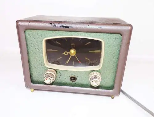 DDR Radio Schaltuhr VEB Feinmechanik Sonneberg Uhr Tischuhr Retro Vintage