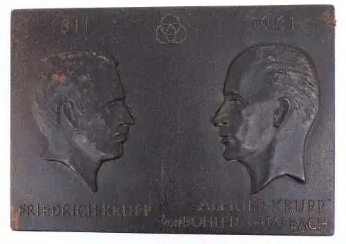 Alte Metall Plakette Friedrich Krupp Alfred Krupp 1961 Kunstguss Friedrichshütte