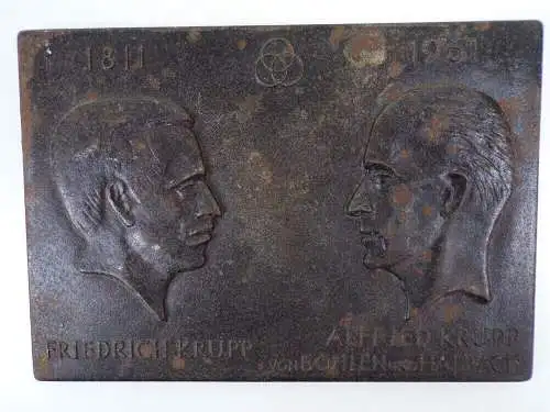 Alte Metall Plakette Friedrich Krupp Alfred Krupp 1961 Kunstguss Friedrichshütte