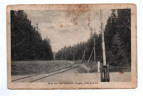 Ak Gruß aus Reitzenhain Erzgebirge Eisenbahn Gleise