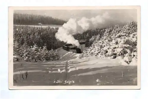 Foto Ak Ski Zügle Eisenbahn Dampflok Winter Erzgebirge