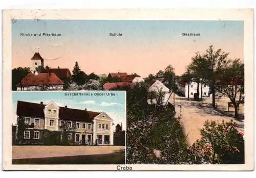 Ak Kreba Geschäftshaus Oscar Urban Gasthaus Oberlausitz Creba