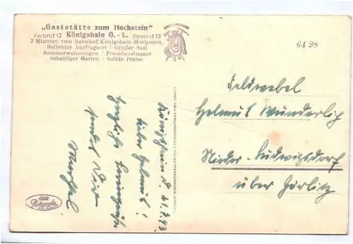 Ak Königshain Oberlausitz Gaststätte zum Hochstein 1930 er