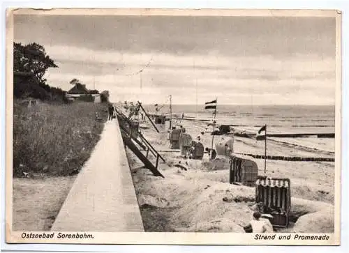 Ak Ostseebad Sorenbohm Strand und Promenade 1933 Sarbinowo Pommern