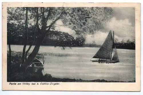Ak Partie am Uckley See bei Cablow Ziegelei 1929 Kablow