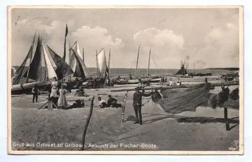 Ak Ostseebad Gribow Ankunft der Fischer Boote