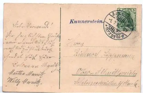 Ak Kunnerstein Erzgebirge Bastei Dampflok Eisenbahn 1910