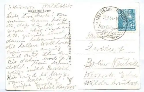 Ak Baabe auf Rügen 1954