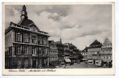 Ak Düren Rheinland Marktplatz mit Rathaus 1940