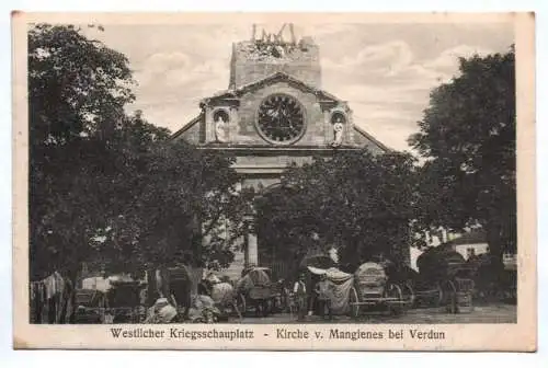 Ak Kirche von Magnienes bei Verdun Kutschen 1 Wk