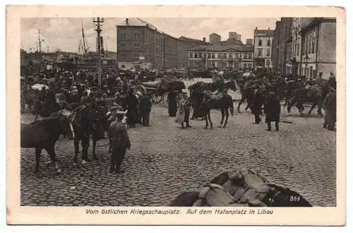 Ak Libau auf dem Hafenplatz 1 Wk Liepāja Kurland Lettland 1917