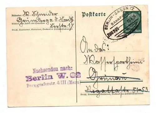 Postkarte Bahnpost Berlin Sassnitz Zu 205  1936
