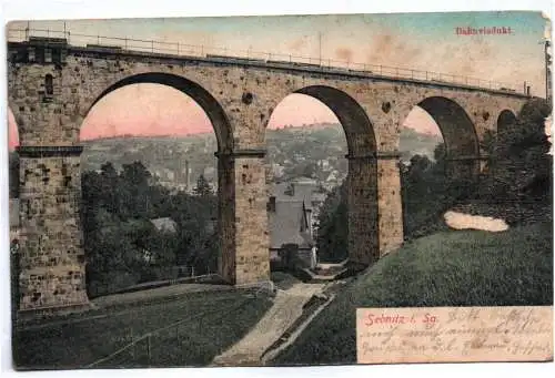 Litho Ak Sebnitz Bahnviadukt koloriert 1910