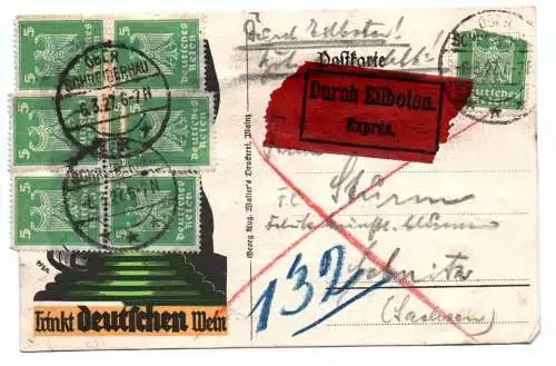 Postkarte Oberschreiberhau Durch Eilboten 1927 Schlesien MF