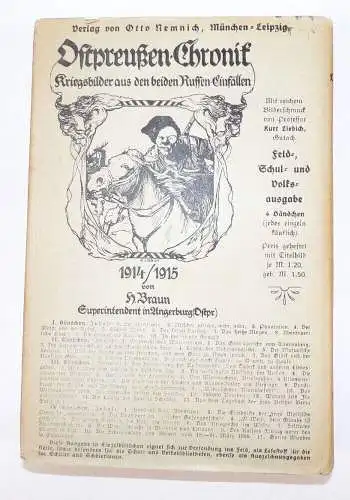 Ostpreußen Chronik Kriegsbilder aus beiden Russen Einfällen 1914 1915 Braun Buch