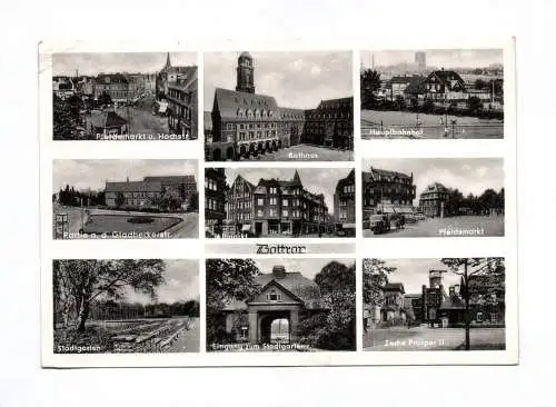 Ak Bottrop Rathaus Pferdemarkt Stadtgarten Hauptbahnhof 1953