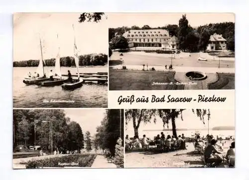 Ak Gruß aus Bad Saarow Pieskow 1970 Neptun Bad am Scharmützelsee Strandbad Boote