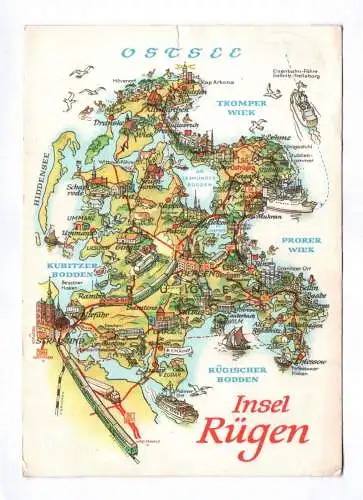 Künstler Ak Ostsee Insel Rügen Zeichnung Orte 1979