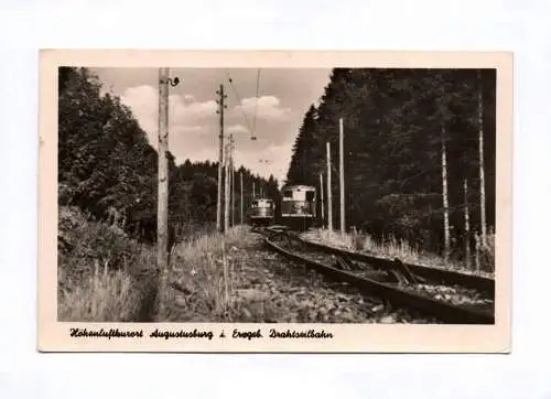 Foto Ak Höhenluftkurort Augustusburg im Erzgebirge Drahtseilbahn 1954