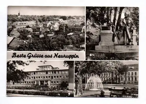 Ak Beste Grüsse aus Neuruppin Fontane Denkmal 1976 Poliklinik