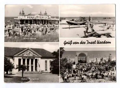 Ak Gruß von der Insel Usedom Seebad Ahlbeck Heringsdorf Bansin 1974