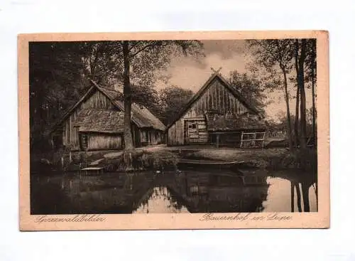 Ak Spreewaldbilder Bauernhof in Leipe Boot am Wasser