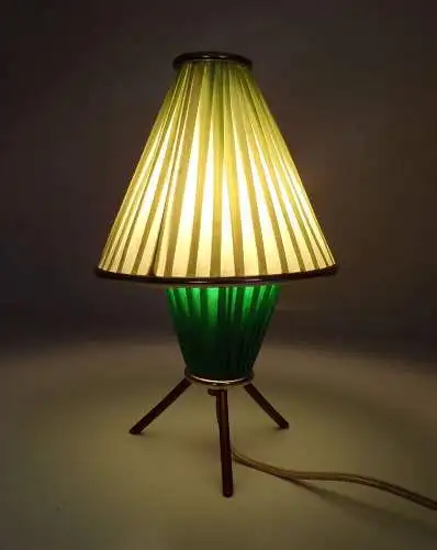 Vintage Tütenlampe Dreibein Kleine Tischleuchte Grün E27 Retro Look