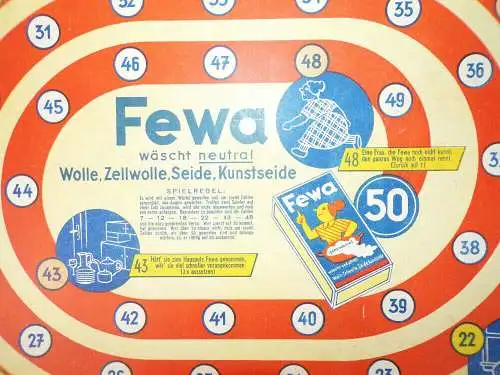 Altes FEWA Brettspiel Reklame Sammler Waschmittel Spielbrett Spielplan