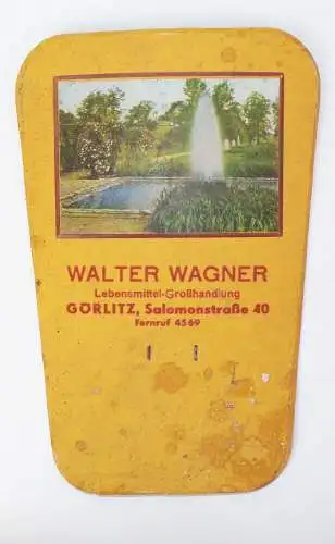 Altes Pappschild Walter Wagner Lebensmittel Großhandlung Görlitz um 1930