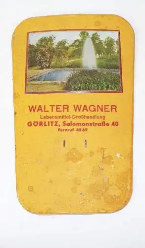 Altes Pappschild Walter Wagner Lebensmittel Großhandlung Görlitz um 1930