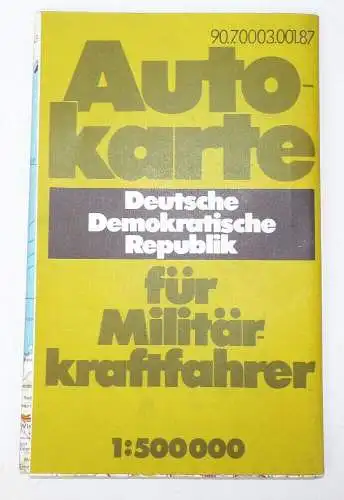 Autokarte der DDR für Militärkraftfahrer Landkarte NVA Volksarmee