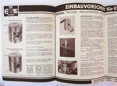 Einbauvorschrift Kolben Heinrich Bastert Leipzig um 1935 Oldtimer