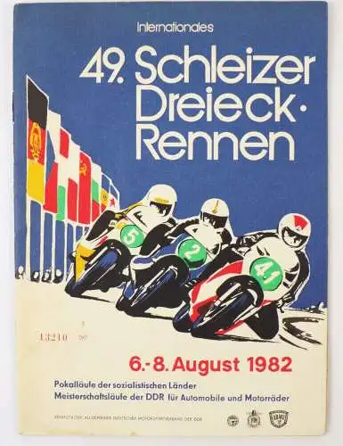 Programm Internationales 49 Schleizer Dreieck Rennen 1982 DDR Motorsport