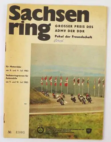Programm Sachsenring Großer Preis der ADMV der DDR Pokal der Freundschaft 1983