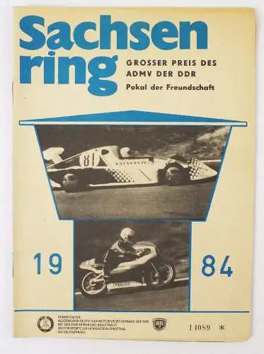 Sachsenring Großer Preis der ADMV der DDR Pokal der Freundschaft 1984 Programm