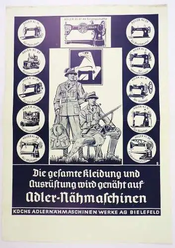 Reklame Blatt Adler Nähmaschinen Bielefeld um 1935 Druck Werbung